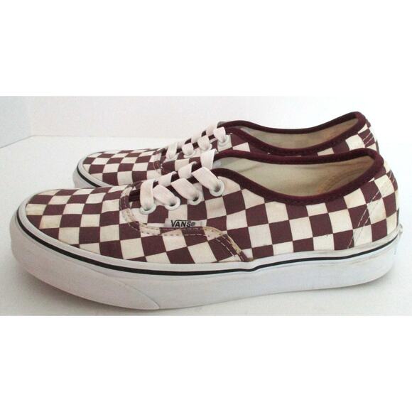Van's Unisex Red & White Checked Canvas Lace Shoes Women's 6.5 & Men's 5 - Picture 4 of 10